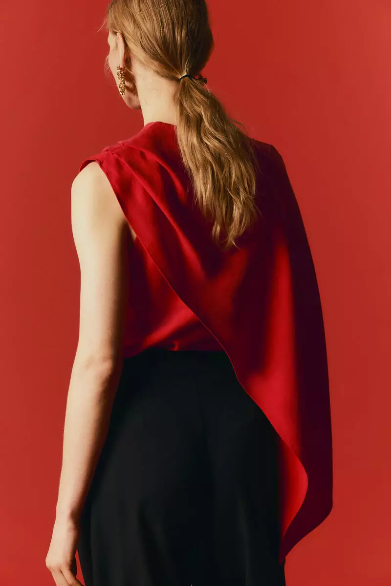 Asymmetric cape-detail blouse