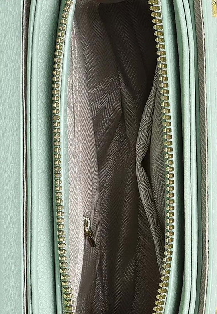 Metal Buckle Flap Bag In Light Blue