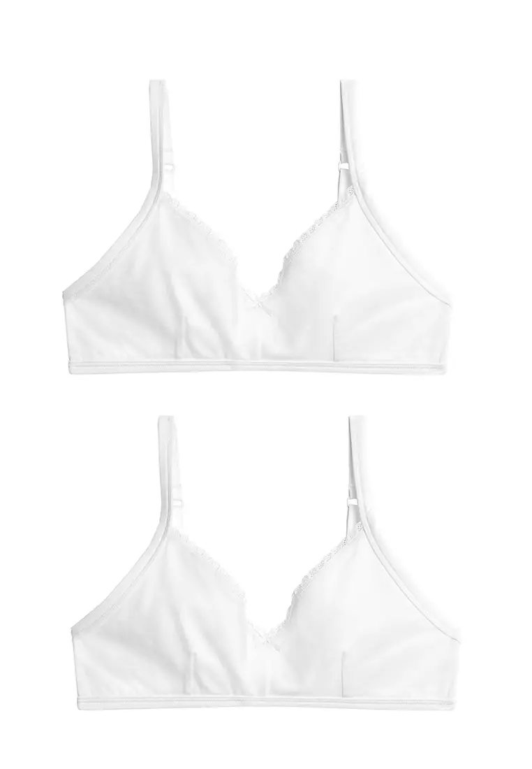 M&S WHITE COTTON PADDED SMOOTH FULL CUP COMFORT WIRE FREE BRA SIZE