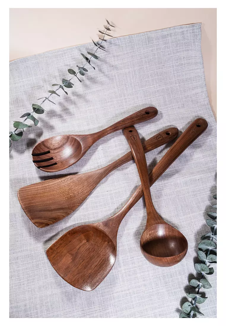 1pc Kitchen Utensils Set With Holder, Kitchen Wooden Utensils For Cooking ,  Wood Utensil Natural Teak Wood Spoons For Cooking,Wooden Kitchen Utensil S