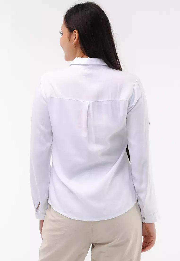 Single Twill Woven Long Sleeves Blouse