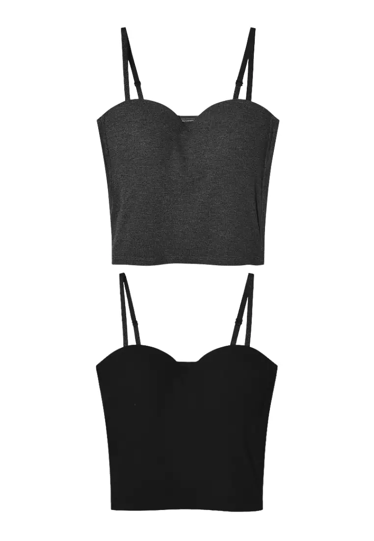 2 Pack Premium Carissa Cotton-Ribbed Bralette Top in White n Black – Kiss &  Tell Malaysia