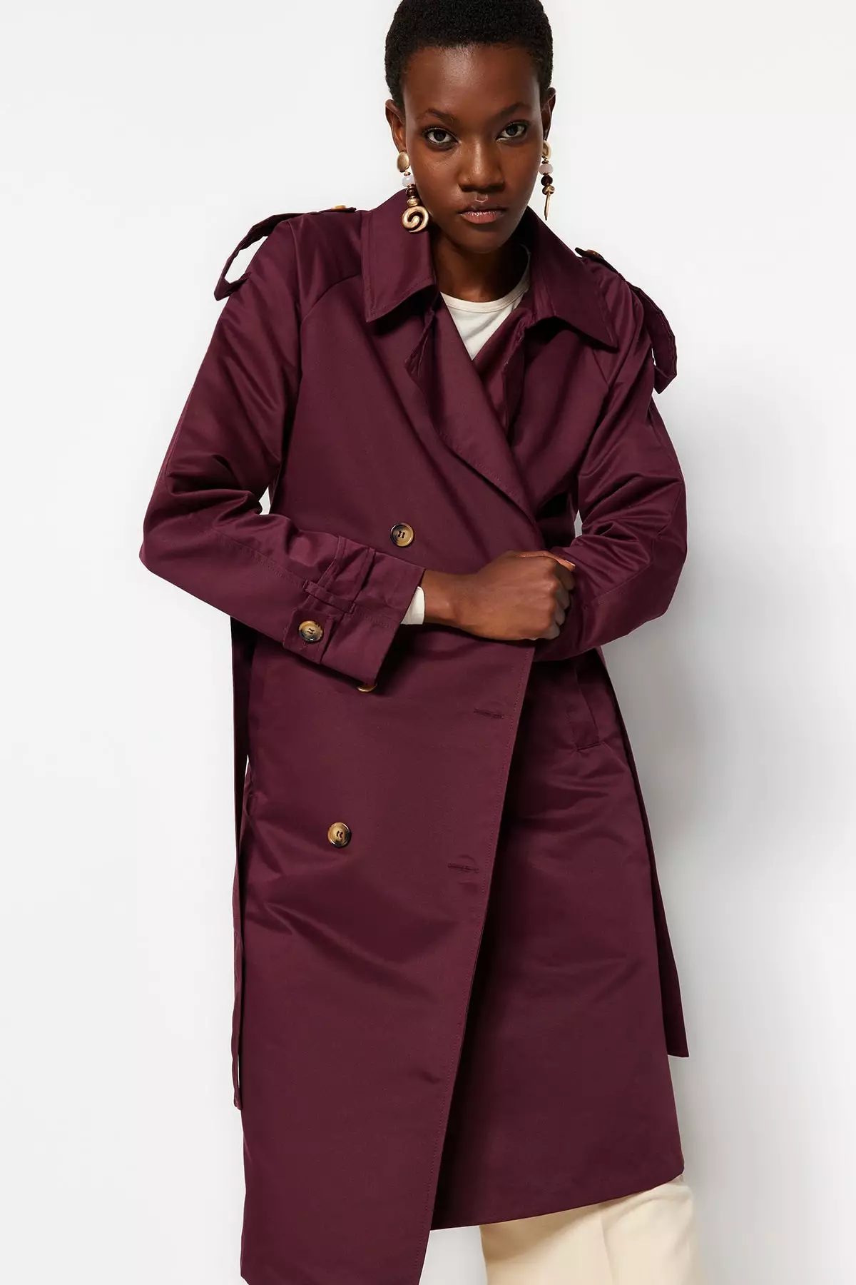 Maroon sale trench coat