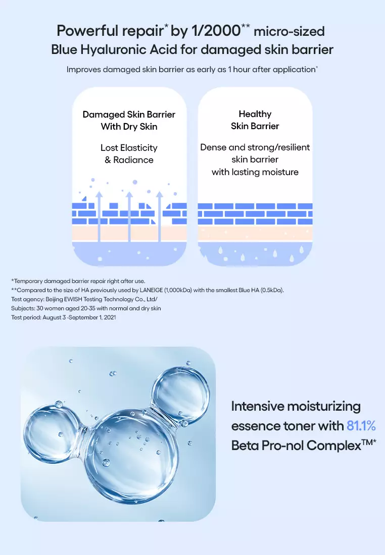 [NEW PACKAGING] Laneige Water Bank Blue Hyaluronic Essence Toner (160ml) – For Normal to Dry Skin
