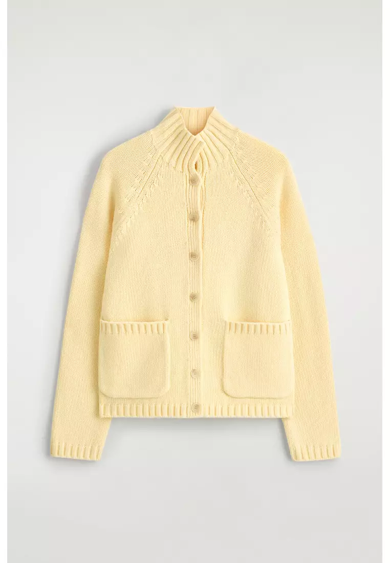 MERINO WOOL FUNNEL-NECK CARDIGAN