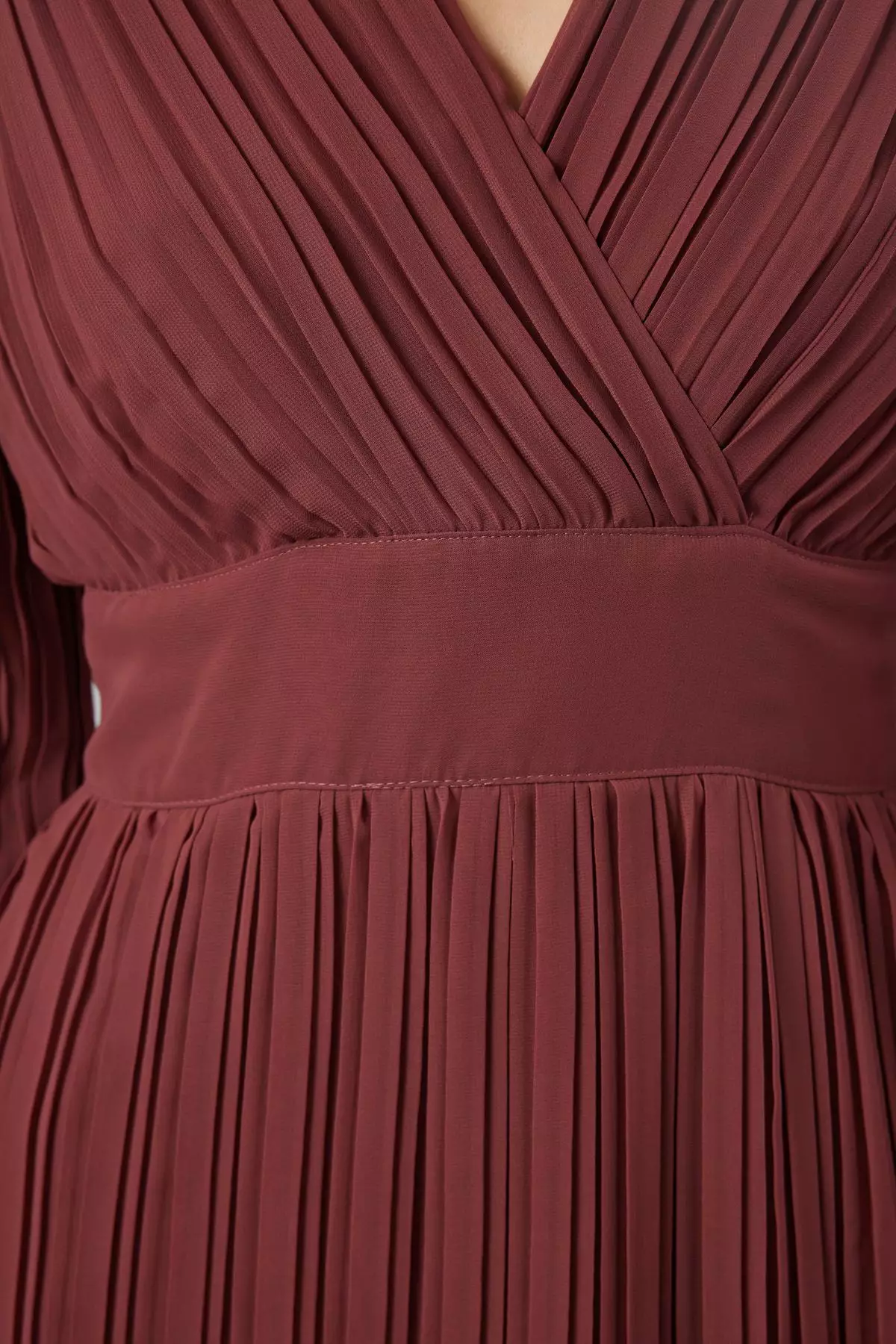 Dusty Rose Belted Plain Maxi Woven Dress TWOAW24EL00478