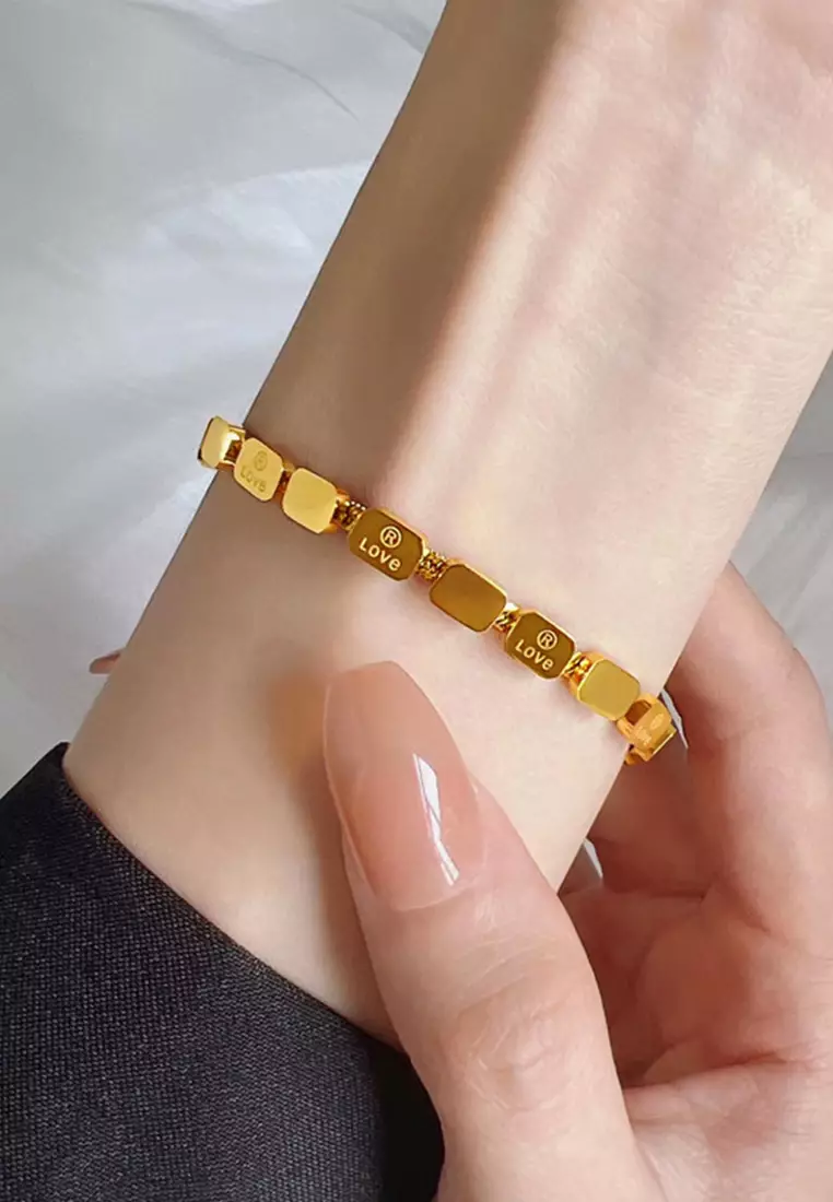 Gelang Wanita Korea Fashion Titanium Love Style Gelang Cewek Original COD Kotak Indah