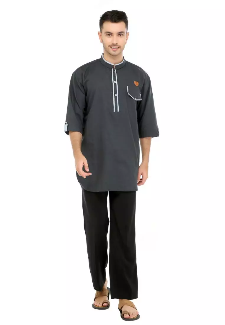Baju Koko Gamis Muslim Pria Arfan - Hitam