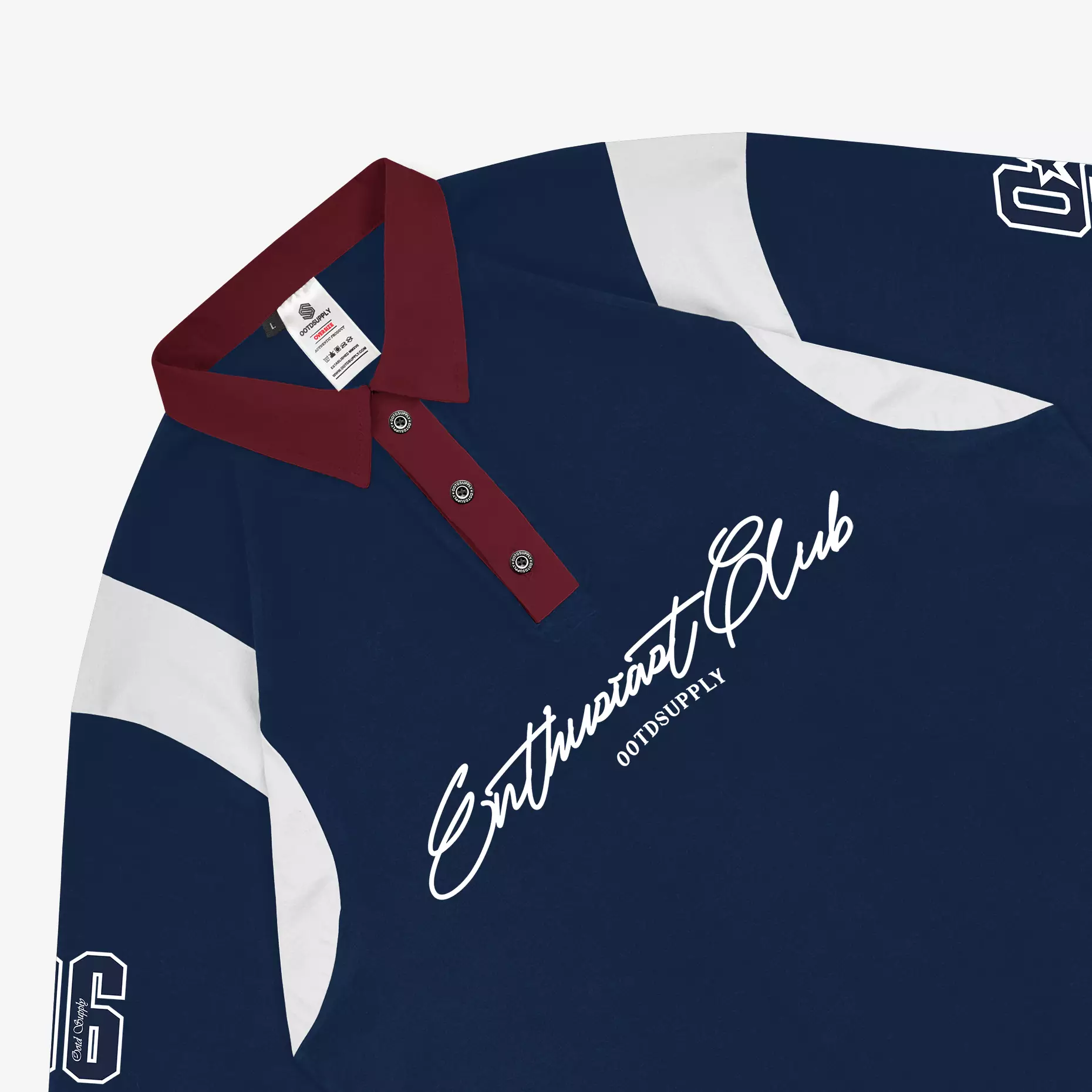 OOTDSUPPLY Oversize Rugby Polo Shirt Infinite 96 Navy-Red | Kaos Polo Pria dan Wanita OVZ-PSRNR025