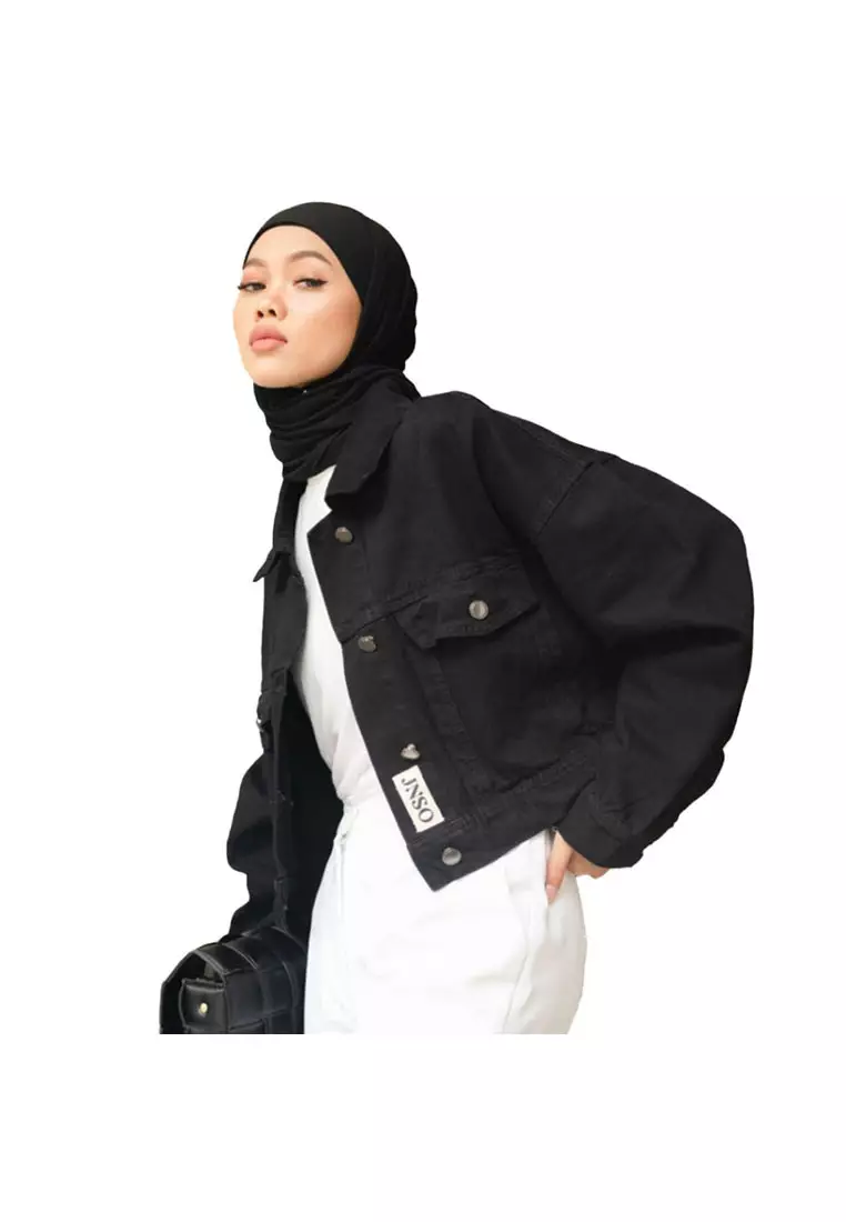 Jaket Crop Jeans Oversize Urban Black