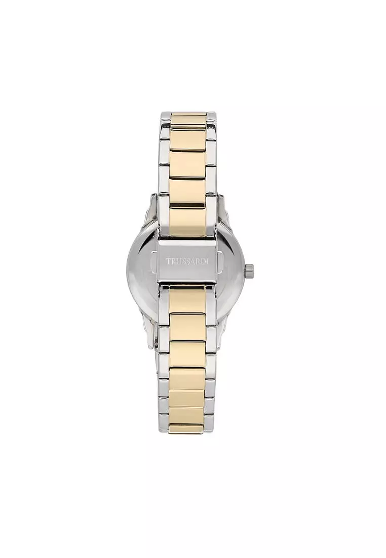 Trussardi T-Bent 32mm Silver Gold Stainless Steel Women's Quartz Watch R2453141503
