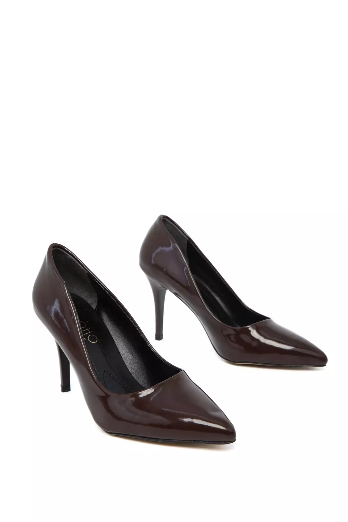 Brown Patent Leather Women'S Classic Heeled Shoes 19550