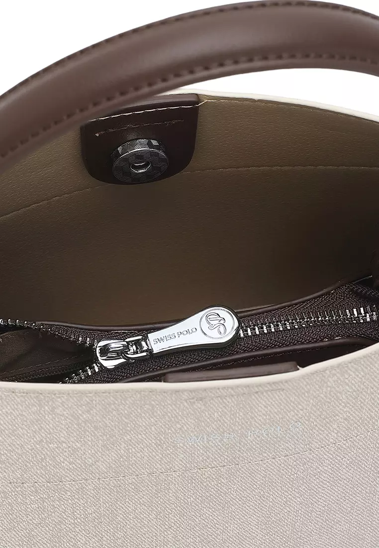 Women's Top Handle Bag / Sling Bag / Crossbody Bag / Shoulder Bag (手拿袋 / 斜孭袋 / 單肩包) - 米黃色 / 棕色
