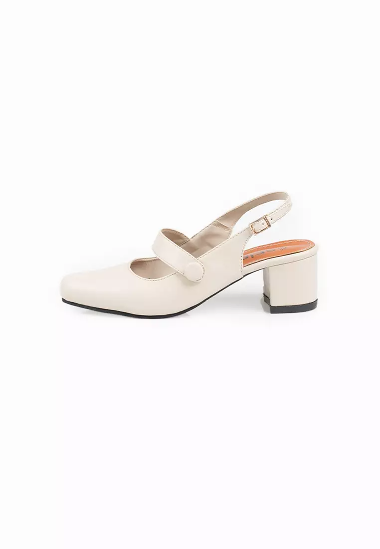 SEIS Lyra Mules Wanita Heels 5 cm - CREAM