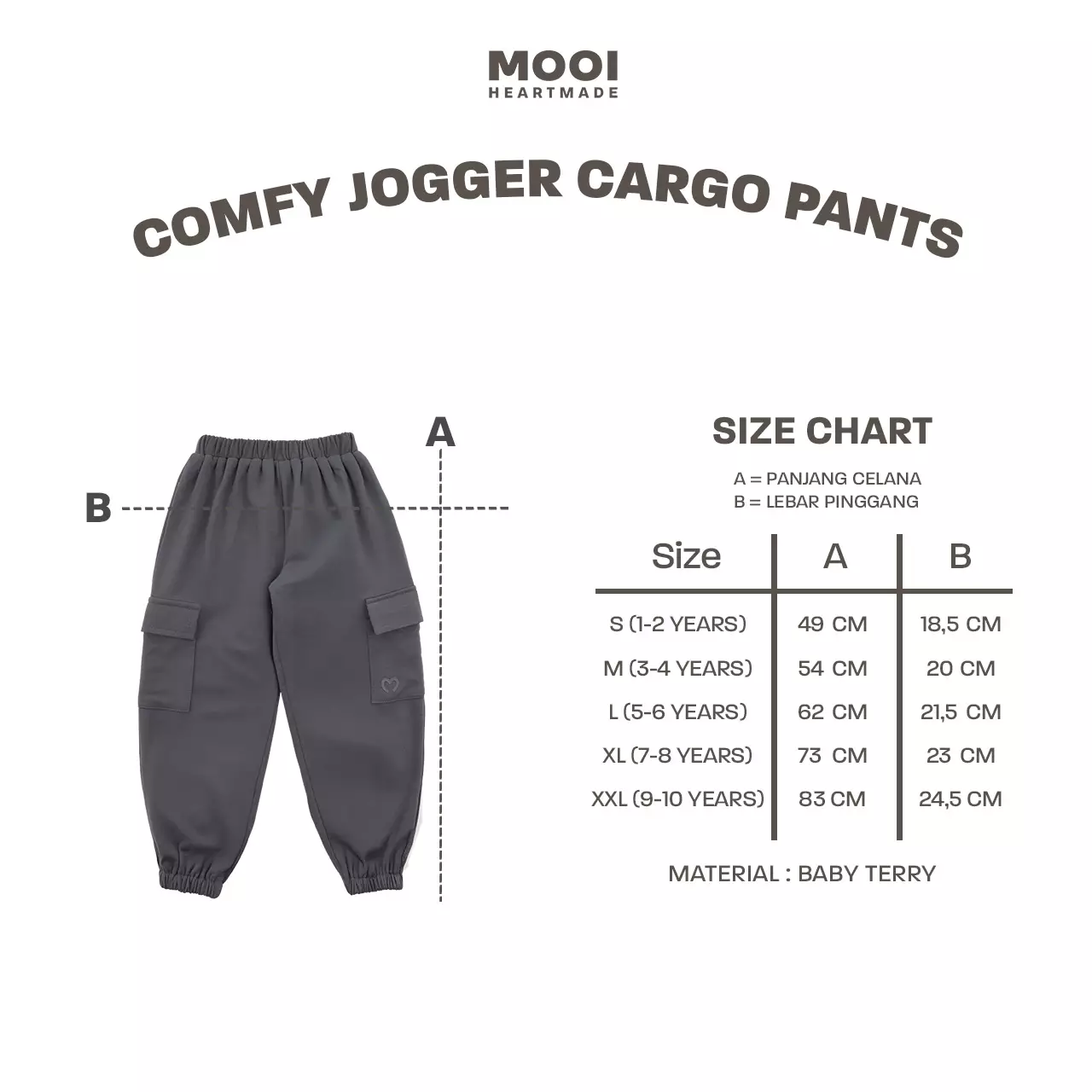 Mooi Celana Jogger Anak Comfy Jogger Cargo Pants Kids - Black