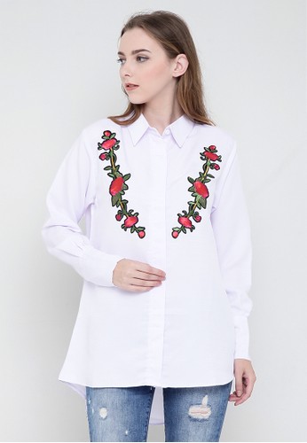 White Shirt with floral design