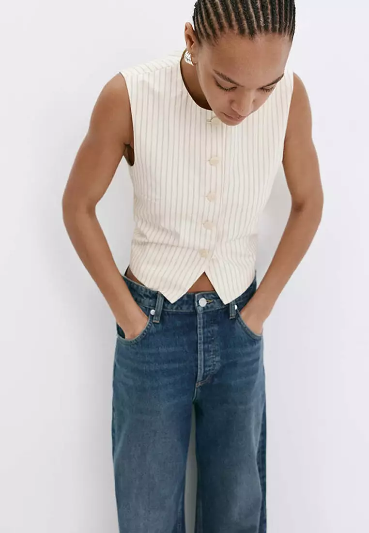 Supriya Lele x Mango Pinstripe Open-Back Gilet