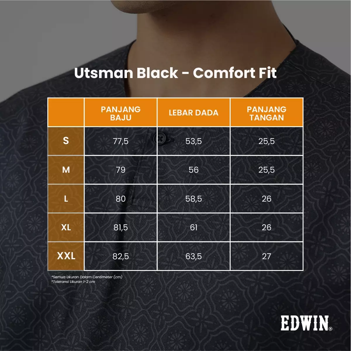 Kemeja Koko Pria Lengan Pendek UTSMAN BLACK Baju Muslim Pria