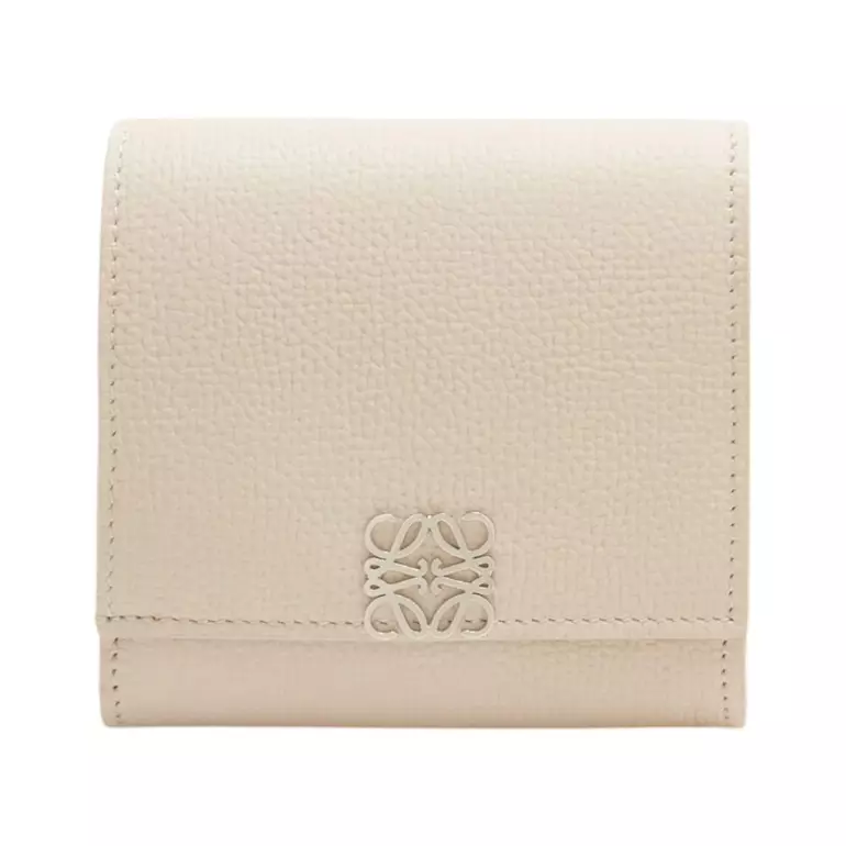 Anagram Pebble Grained Calfskin Compact Flap Wallet Light Ghost Shw