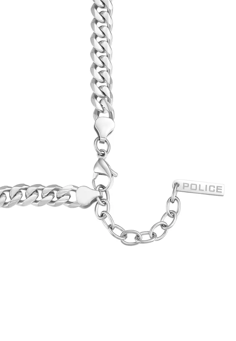 Police Docile 20" Curb Chain Silver Stainless Steel Necklace For Men PPEAGN0011301