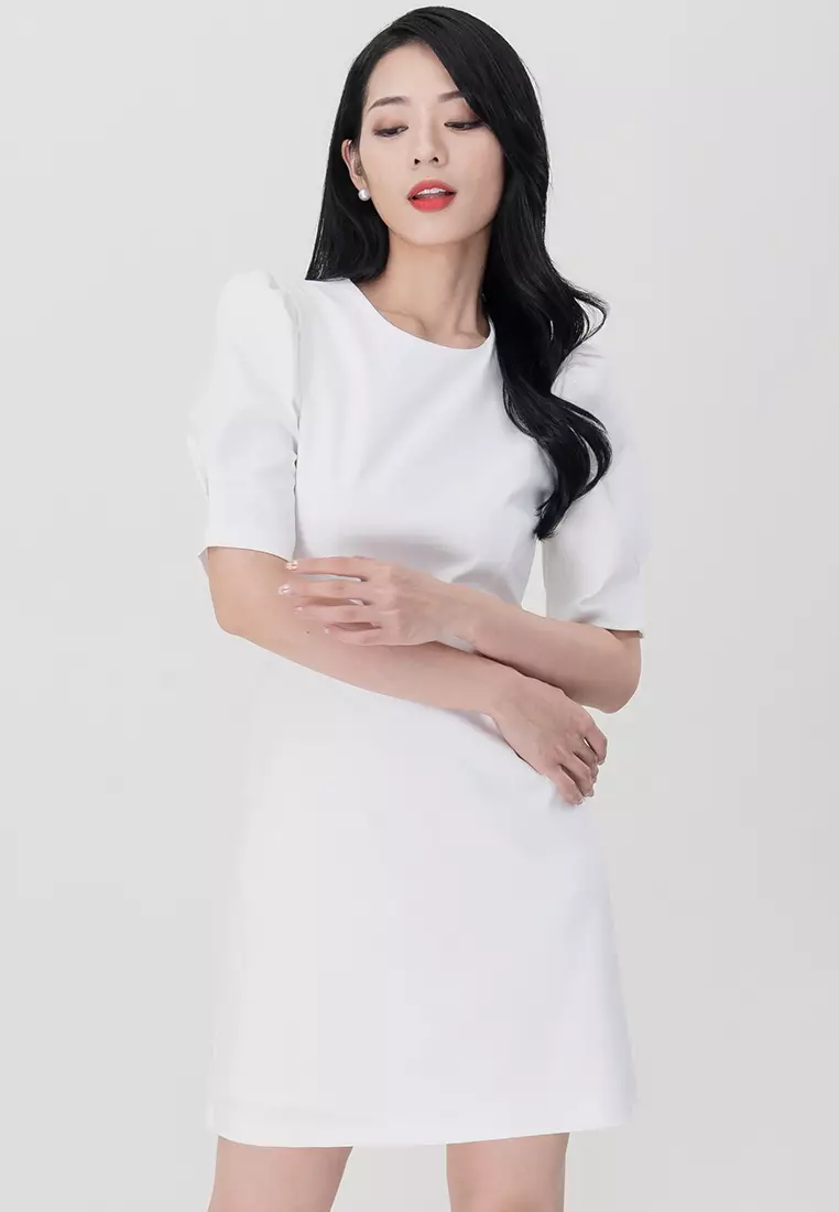 Round Neckline Mini Dress