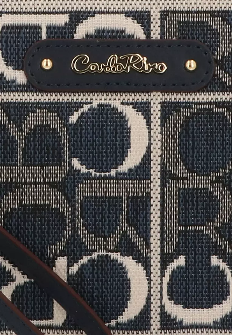 Dark Blue Carlo GEO Jacquard Wristlet