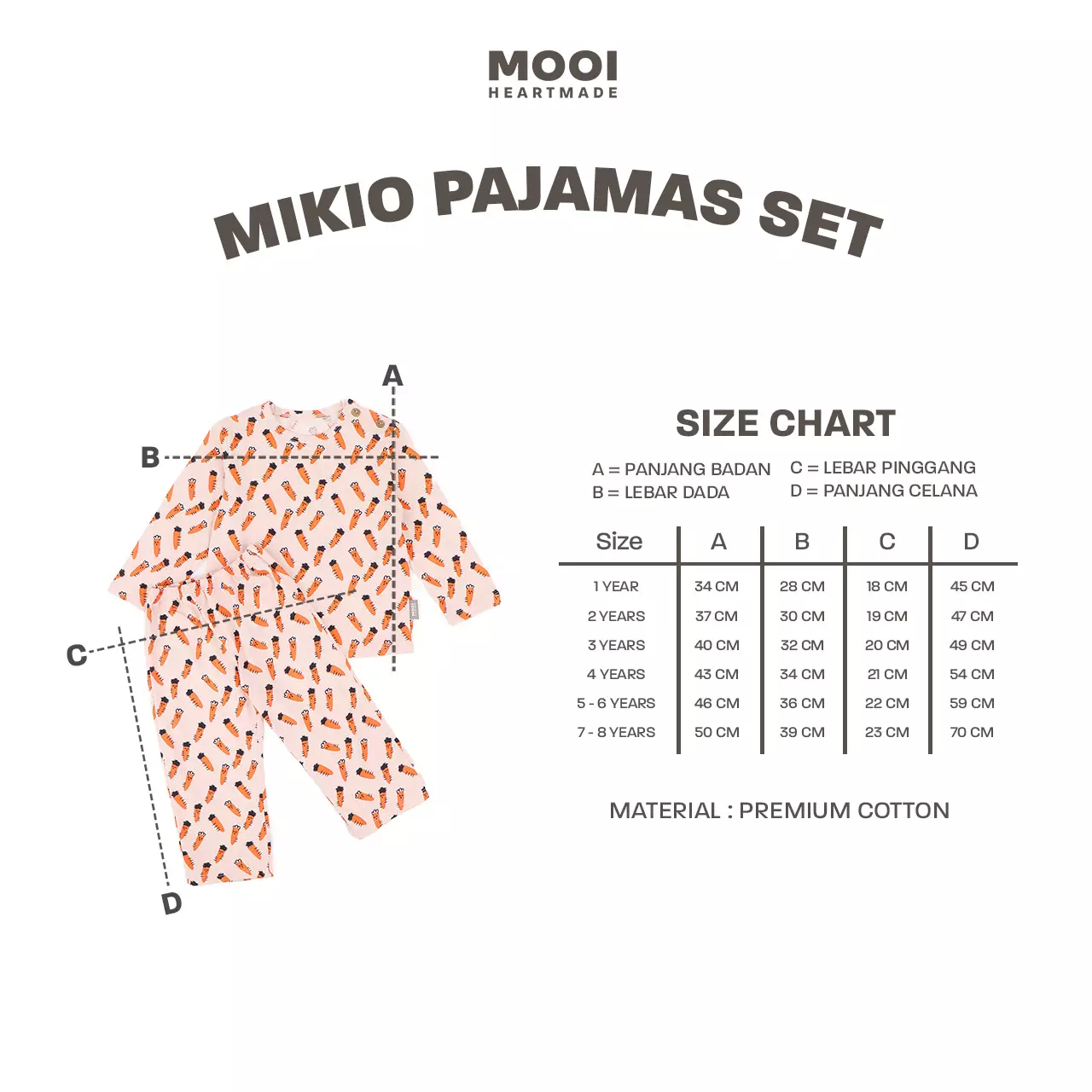 Mooi Setelan Piyama Anak Mikio Pajamas Set Print - Spring Green
