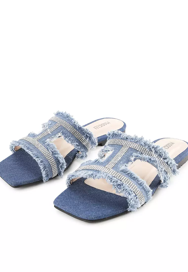 Siera Sandal wanita Flat Teplek  - Light Blue