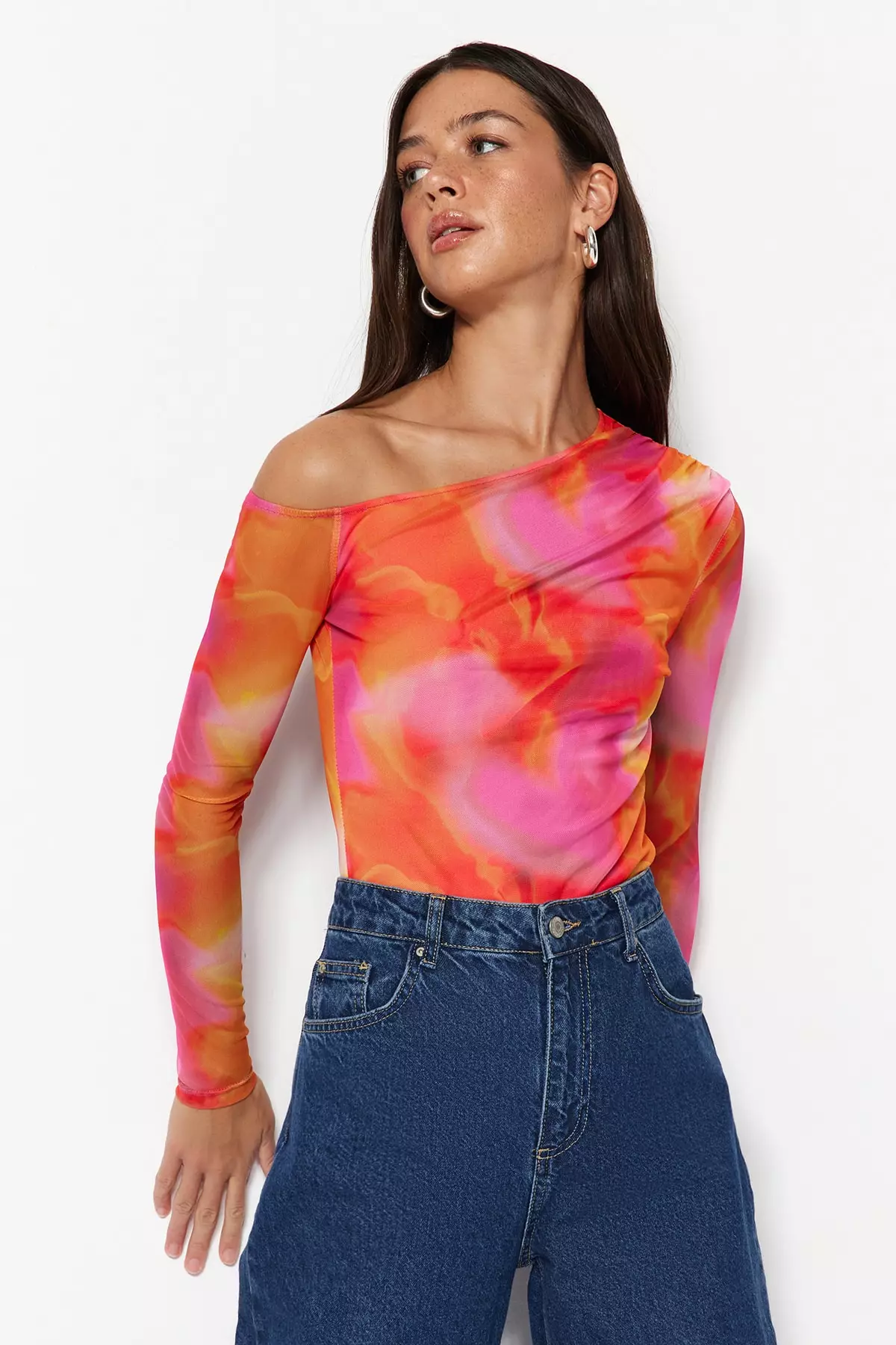 Patterned Tulle Knitted Bodysuit