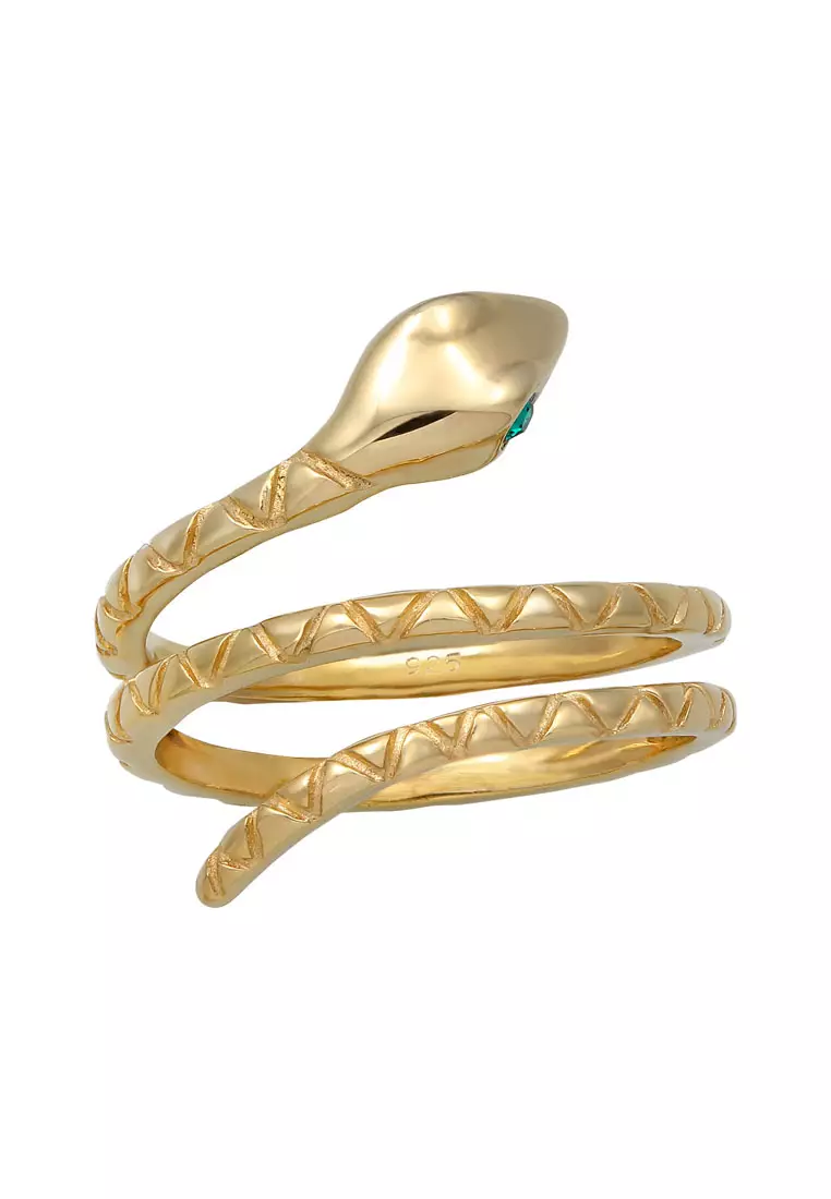 Ring Pinky Snake Crystals Gold Plated