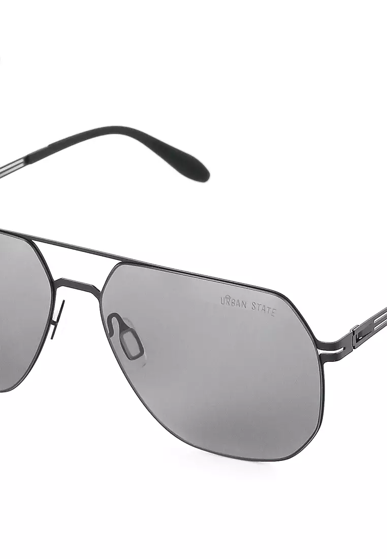 Polarized Stainless Frame Modern Hexagon Aviator Sunglasses
