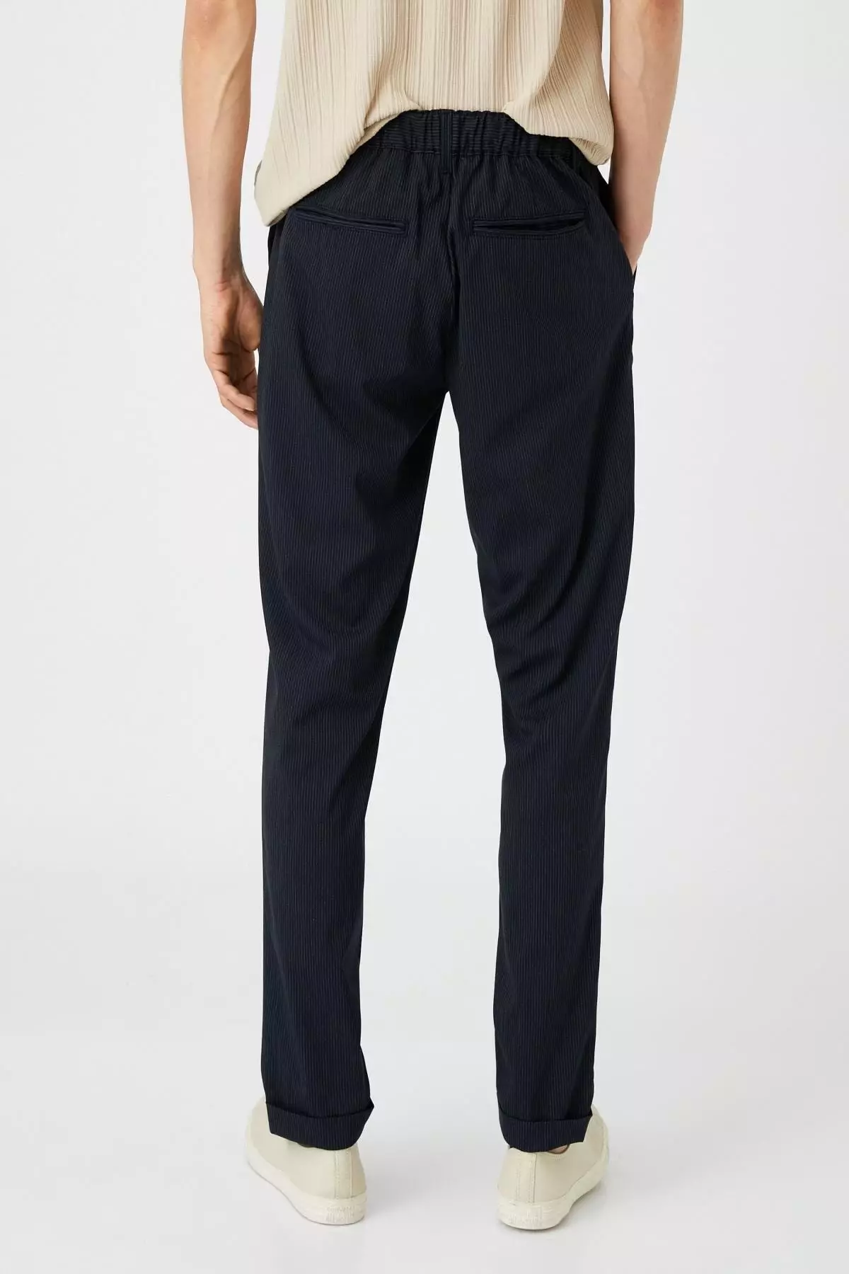 Lace Waist Striped Pants