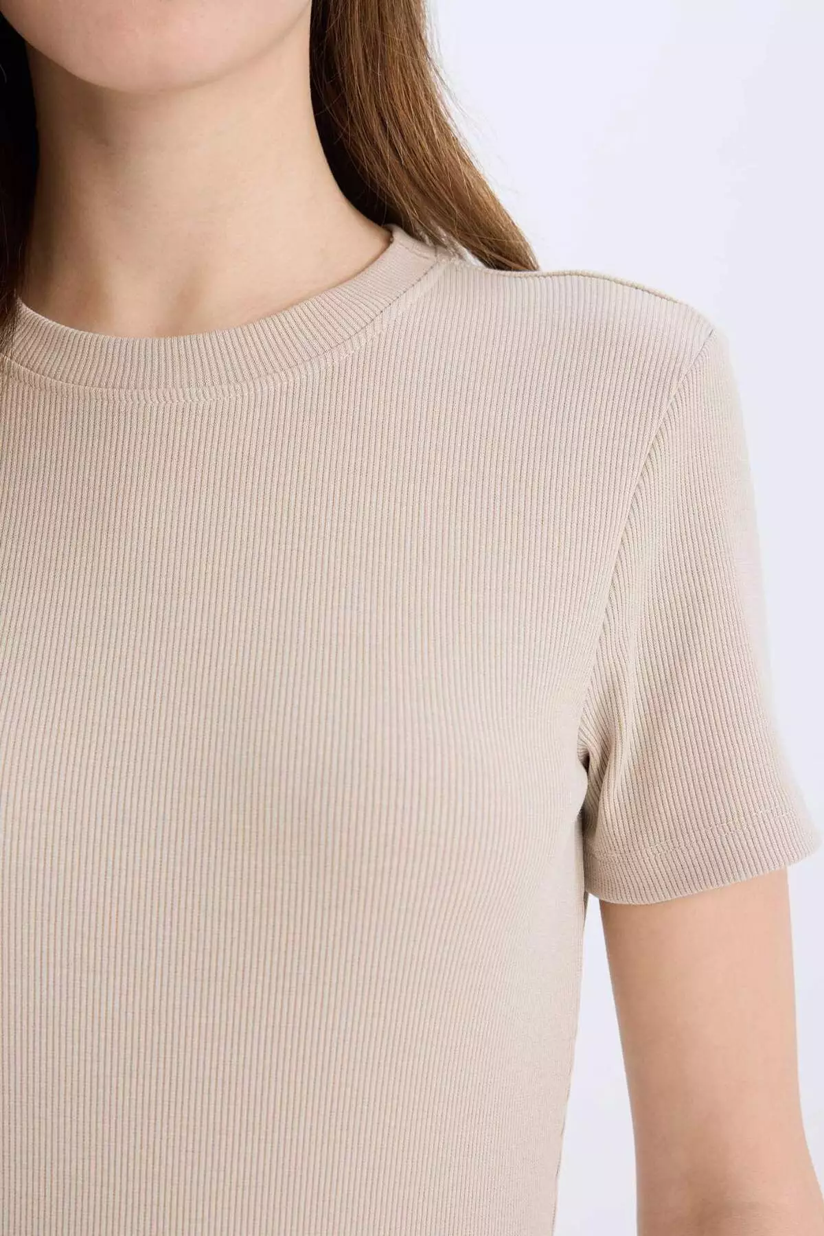 Ribbed Bodycon Mini Dress - Crew Neck, Short Sleeve E7231Ax25Sp