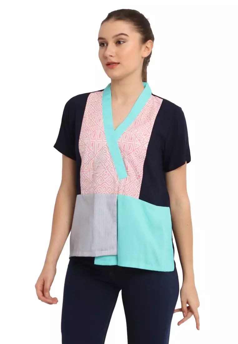 Blouse Batik Wanita - Bhatara Batik Ava - Atasan Batik Modern Lengan Pendek