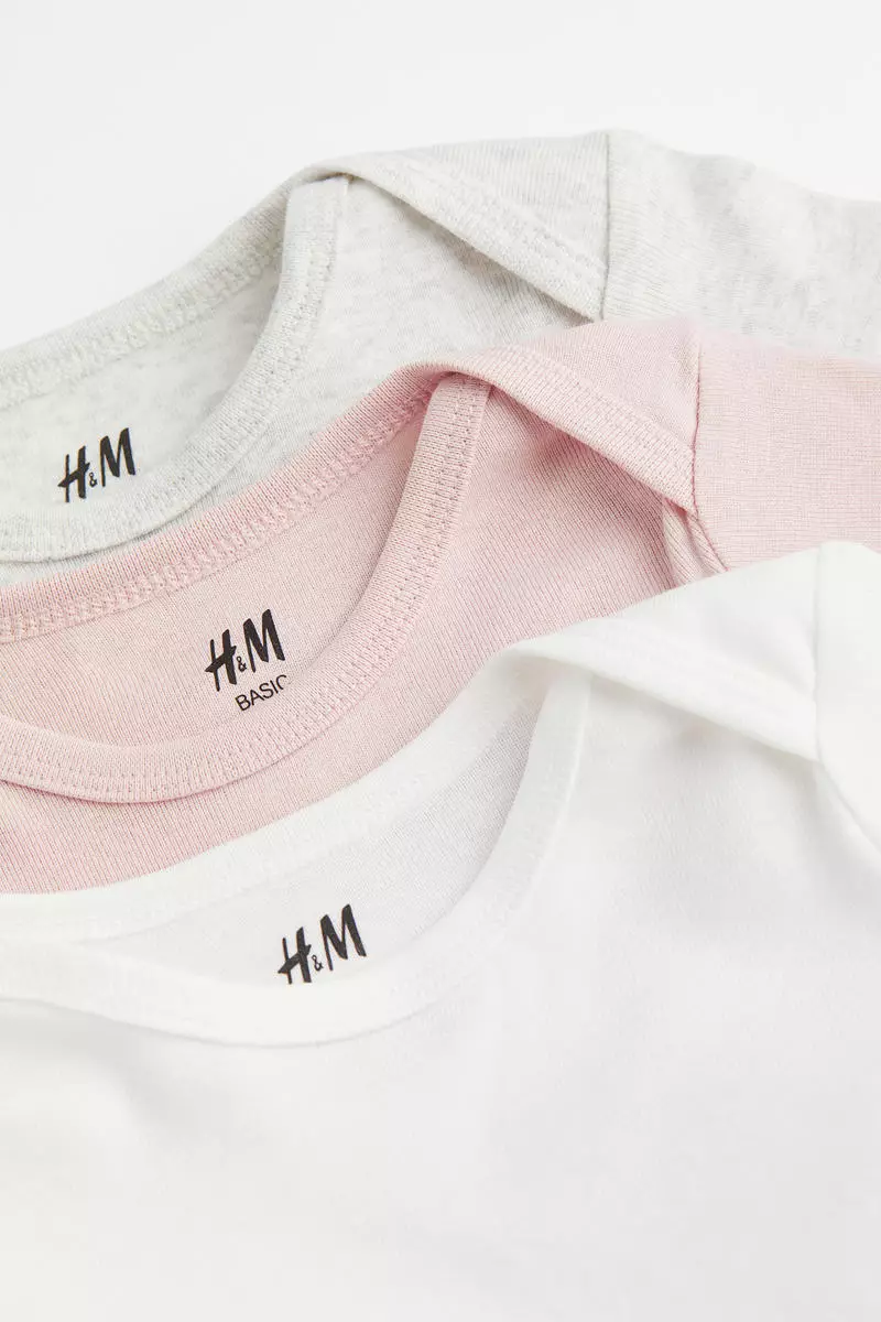 3-pack long-sleeved cotton bodysuits