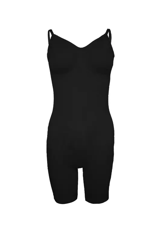 None Padded Mid-Thigh Bodysuit with Slimming Effect Shapewear for Women 