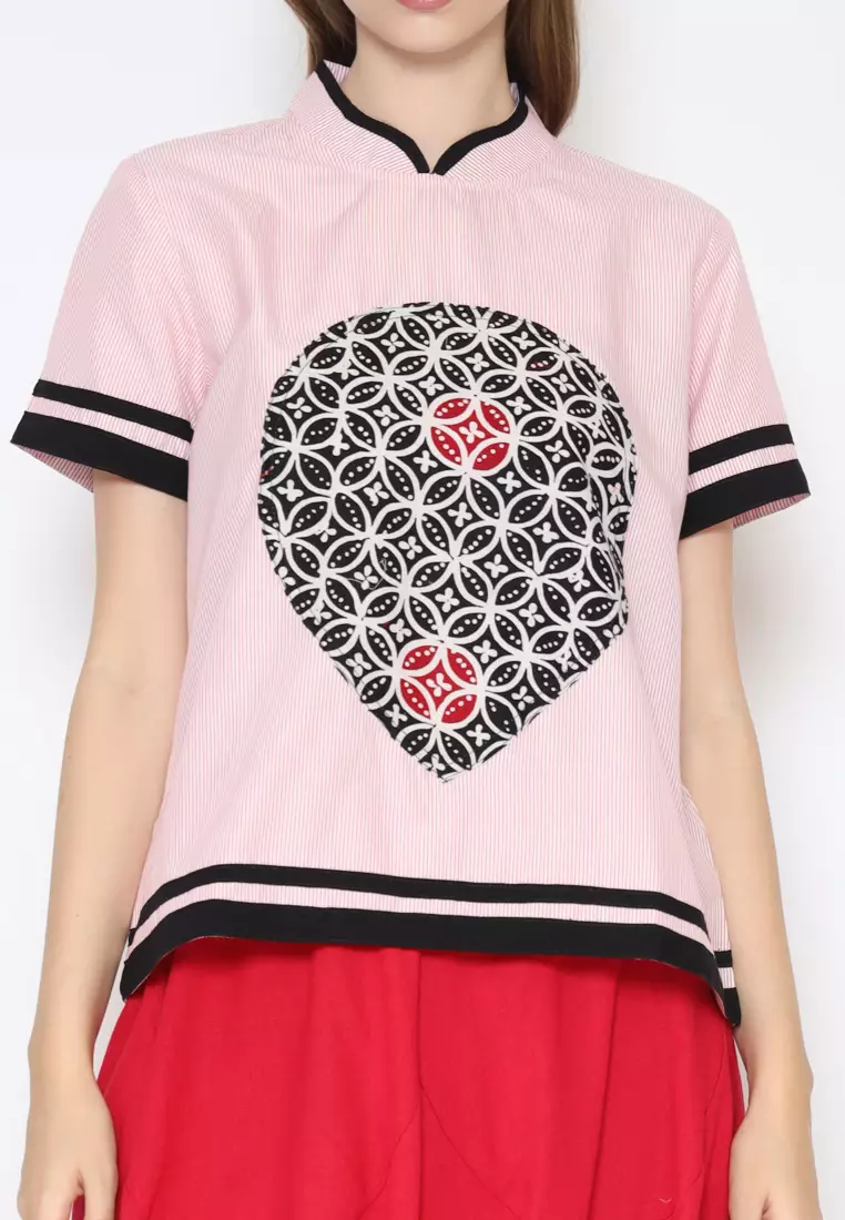 Blouse Batik Wanita - Bhatara Batik Alma - Atasan Batik Modern Lengan Pendek