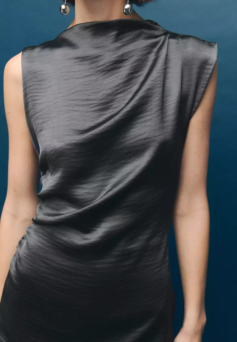 Satin Dress With Creased Effect