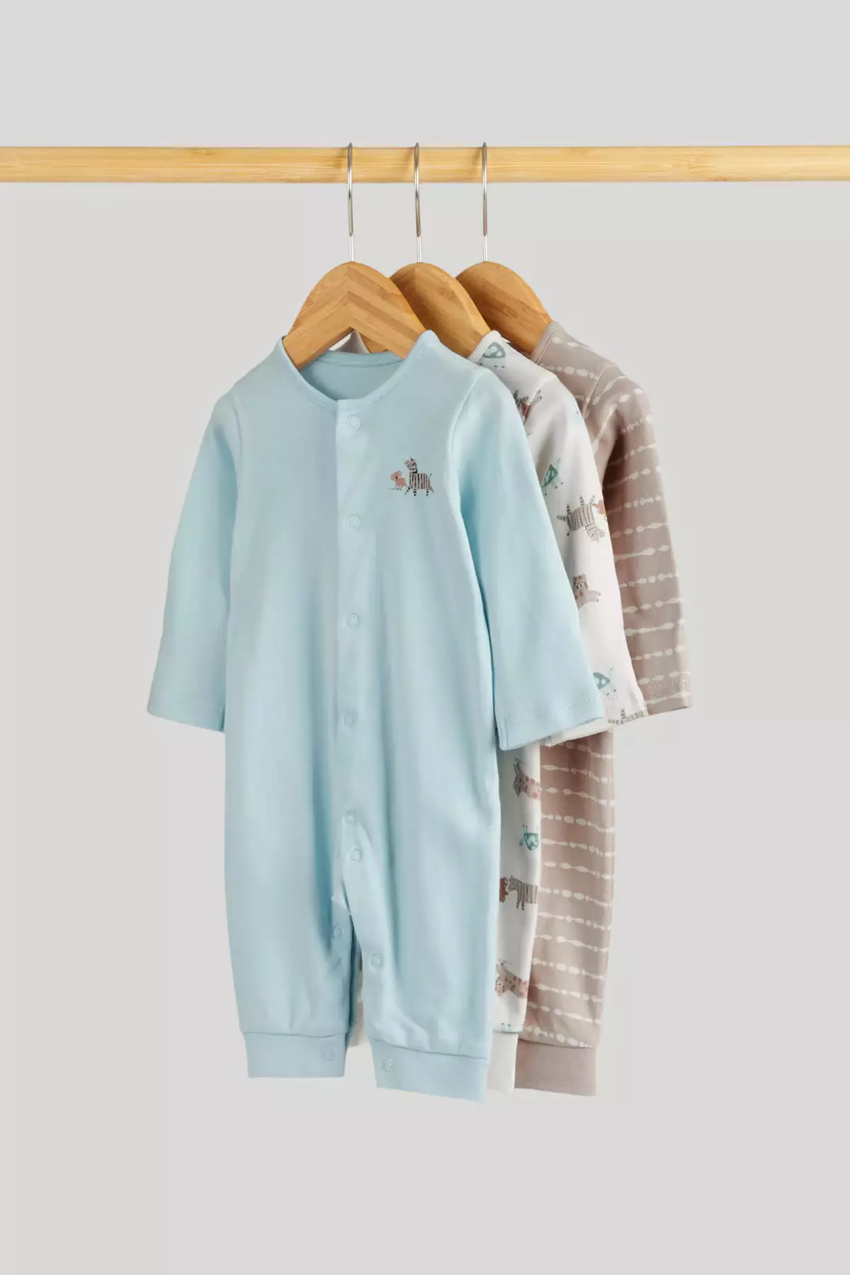 Jual Mothercare Mothercare 3 Pack Safari Footless Sleepsuits ...