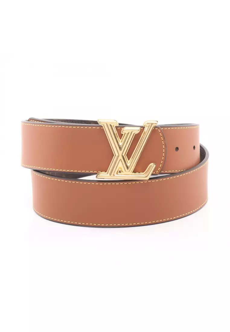 Pre-Loved Louis Vuitton LV Dimension Monogram belt PVC leather Brown Dark brown reversible