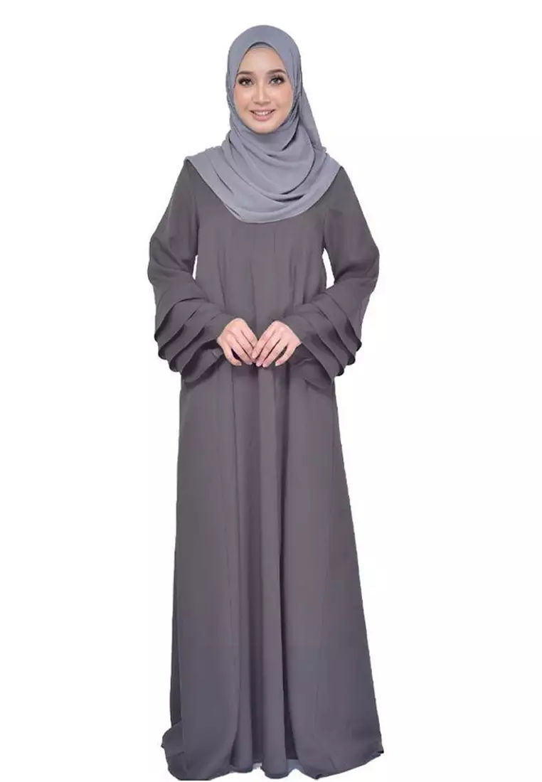 Laura Abaya Long Dress in Dark Grey