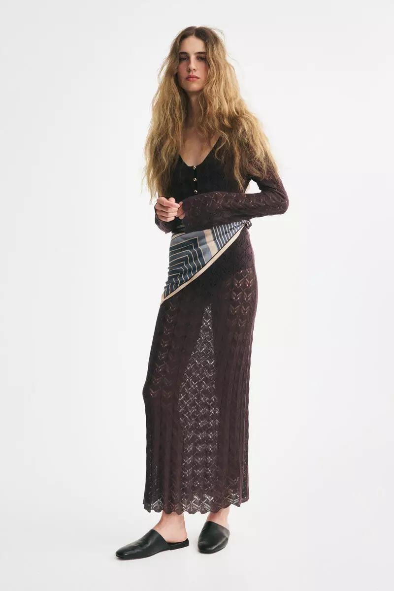 Crochet-look button-top dress