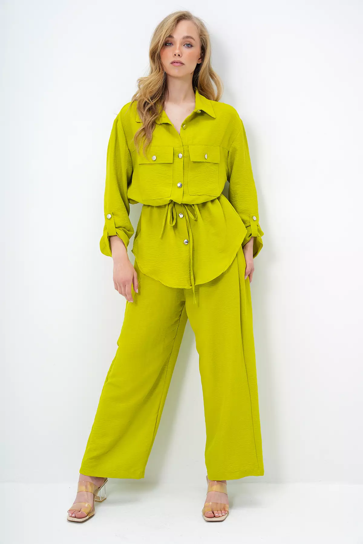 Safari Jacket & Wide Leg Trousers Set