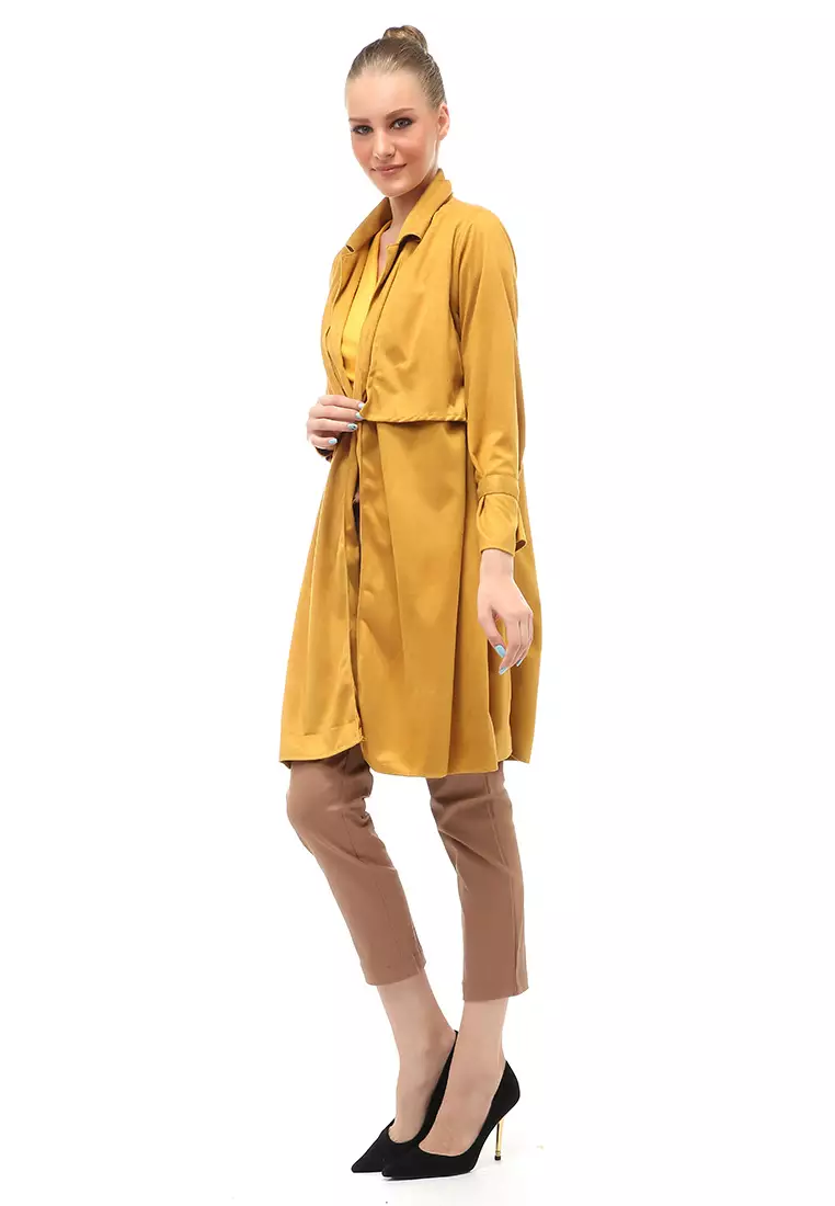 Outerwear Atasan Wanita Detail Kerah Design Casual Simple Premium Quality - Mustard