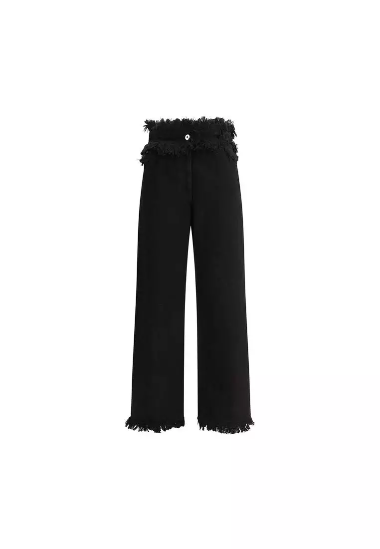 Buy Ferragamo Frayed Hem Wide Leg Pants Jeans & Pants 2025