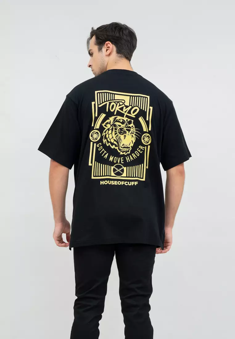 kaos oversized hitam unisex pria t shirt besar hitam tokyo houseofcuff