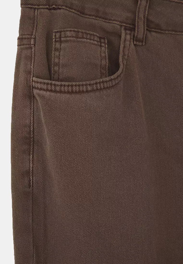 Brown High Waist Straight Fit Denim Plus Size Jeans Tbbss24Cj00051