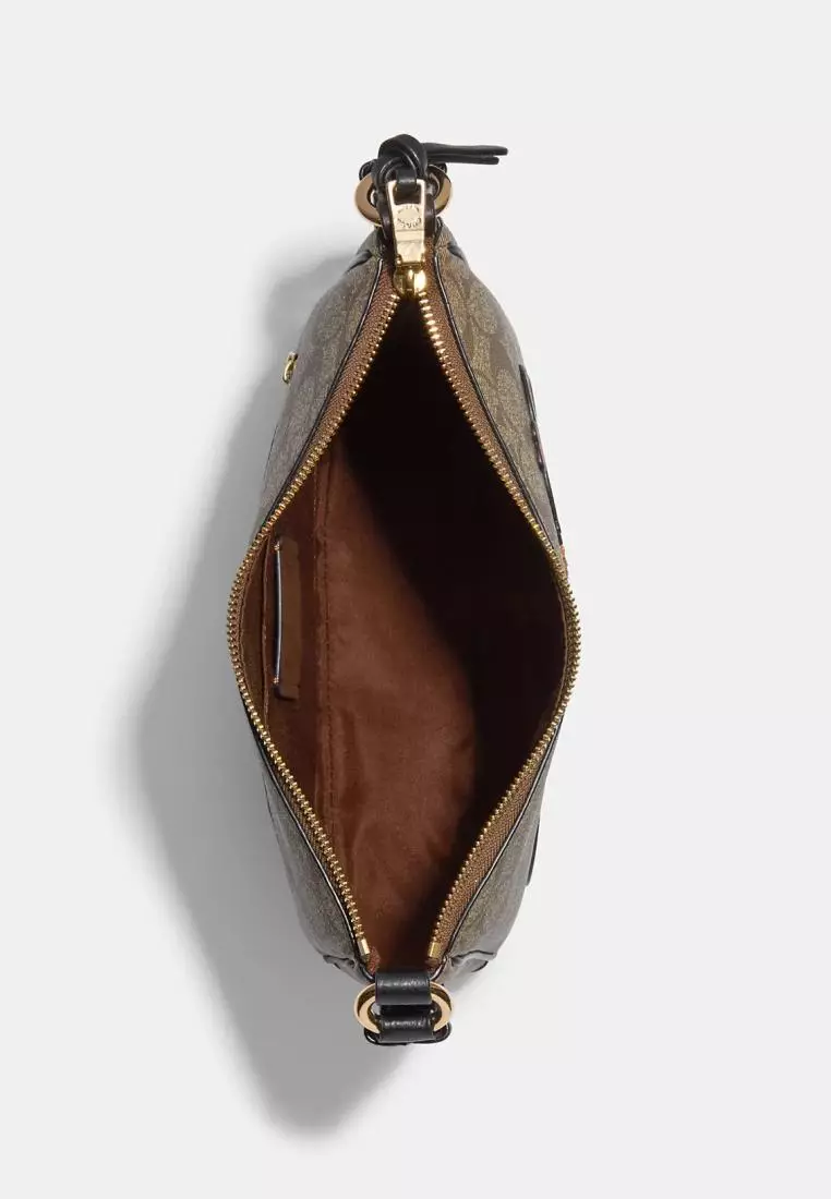 Coach Ellie File Bag In Signature Canvas With Disco Patches Khaki Multi