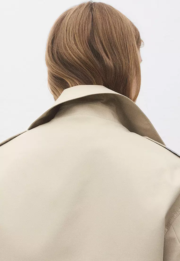 Double-Breasted Cropped Trench Coat