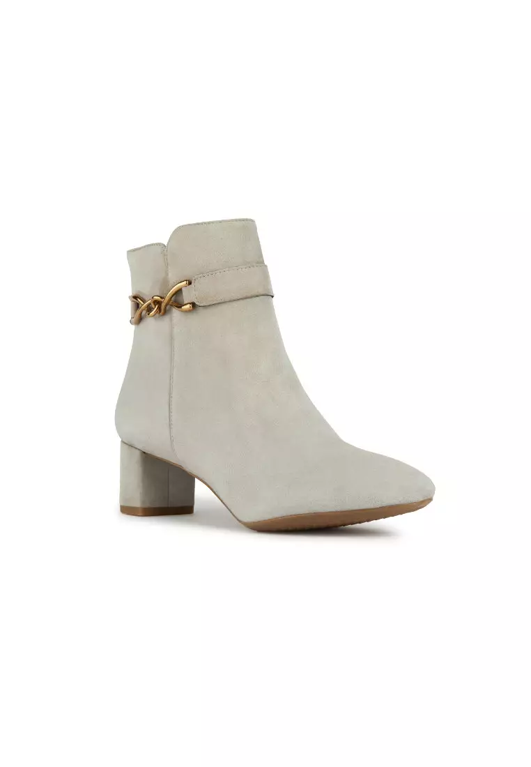 GEOX Ladies Pheby 50 Medium Heel Ankle Boots - Sand D36QMB-00021-C5004F3